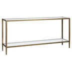 64-Inch Rectangular Console Table with Glass Shelf