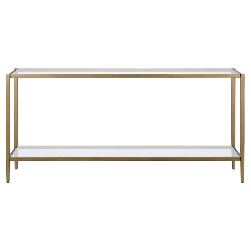 64-Inch Rectangular Console Table with Glass Shelf