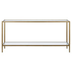 64-Inch Rectangular Console Table with Glass Shelf