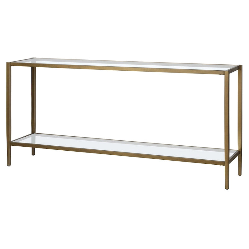 64-Inch Rectangular Console Table with Glass Shelf