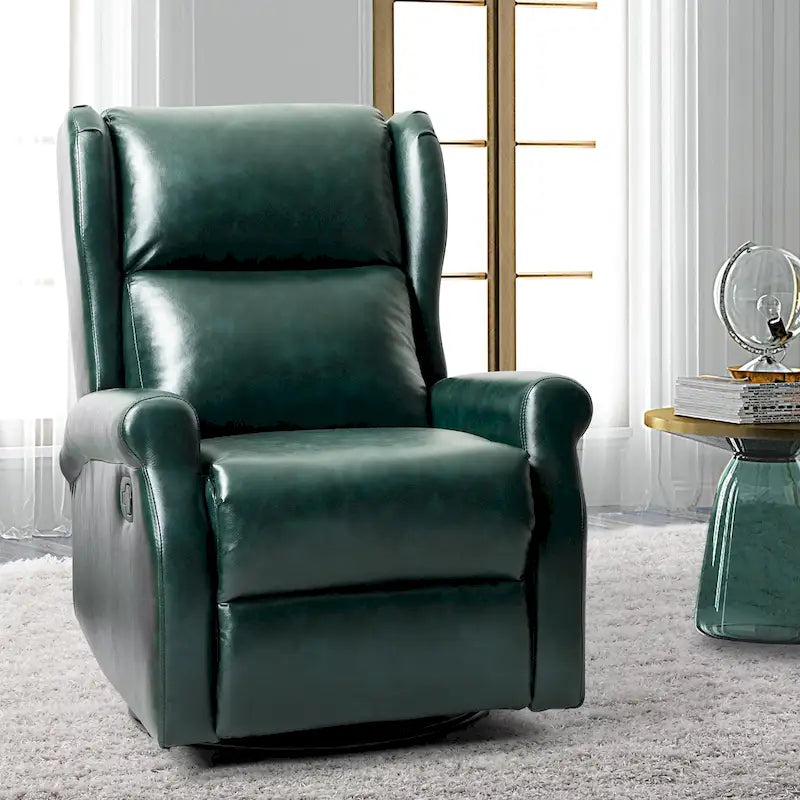 Contemporary Faux Leather Swivel Nursery Chair with Metal Base