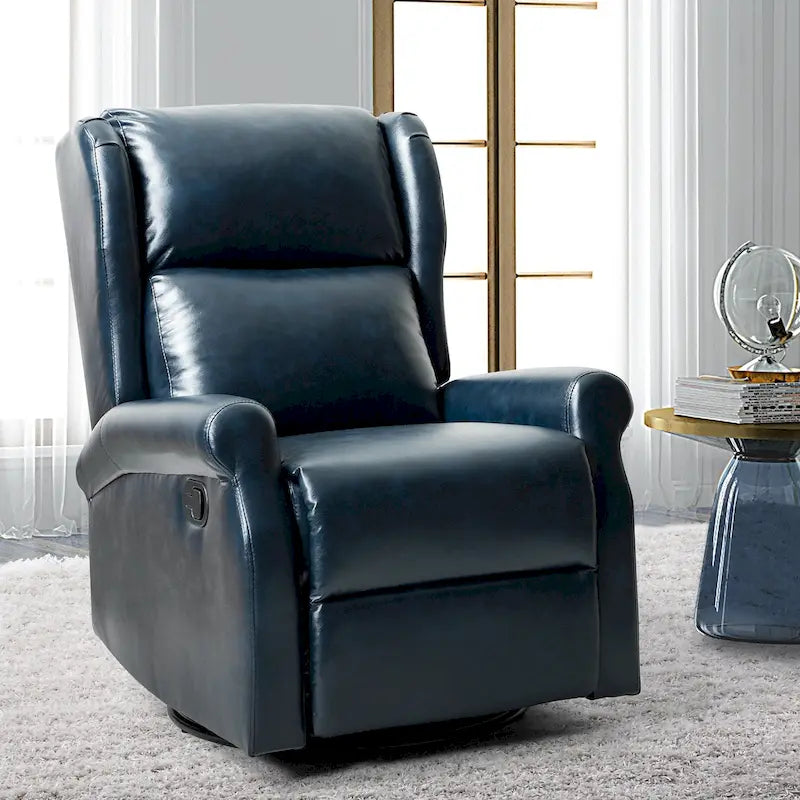 Contemporary Faux Leather Swivel Nursery Chair with Metal Base