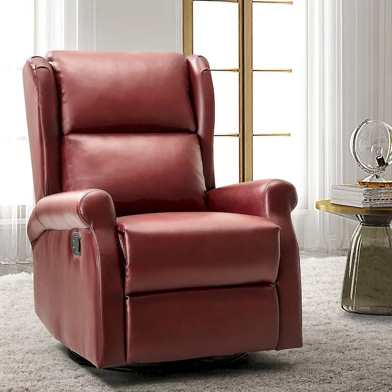 Contemporary Faux Leather Swivel Nursery Chair with Metal Base