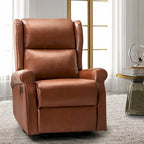 Contemporary Faux Leather Swivel Nursery Chair with Metal Base