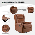 Contemporary Faux Leather Swivel Nursery Chair with Metal Base