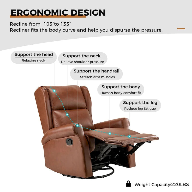 Contemporary Faux Leather Swivel Nursery Chair with Metal Base