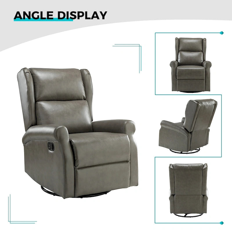 Contemporary Faux Leather Swivel Nursery Chair with Metal Base