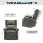 Contemporary Faux Leather Swivel Nursery Chair with Metal Base