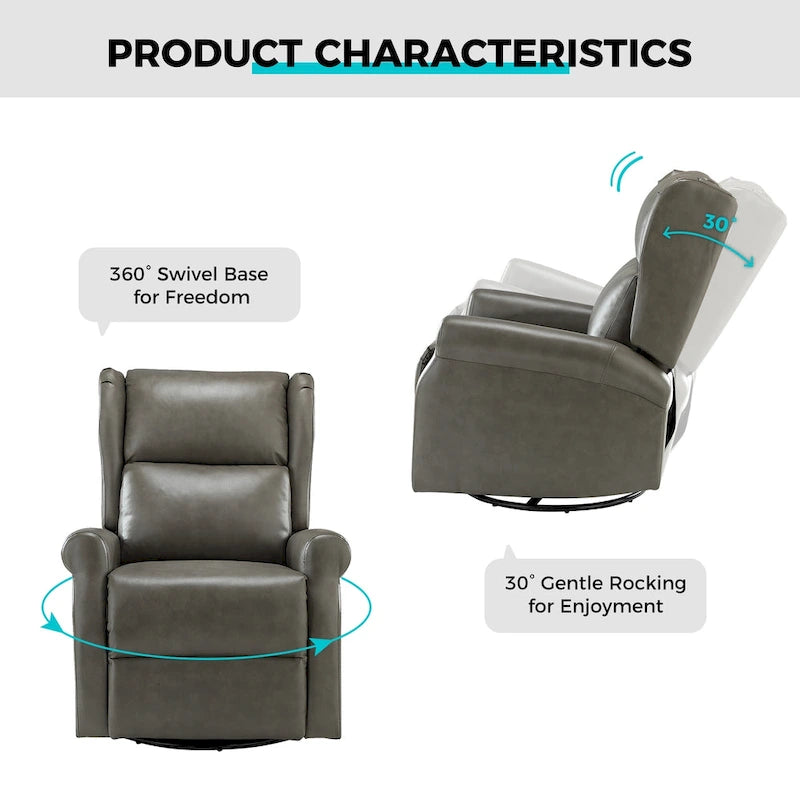 Contemporary Faux Leather Swivel Nursery Chair with Metal Base