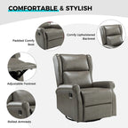 Contemporary Faux Leather Swivel Nursery Chair with Metal Base