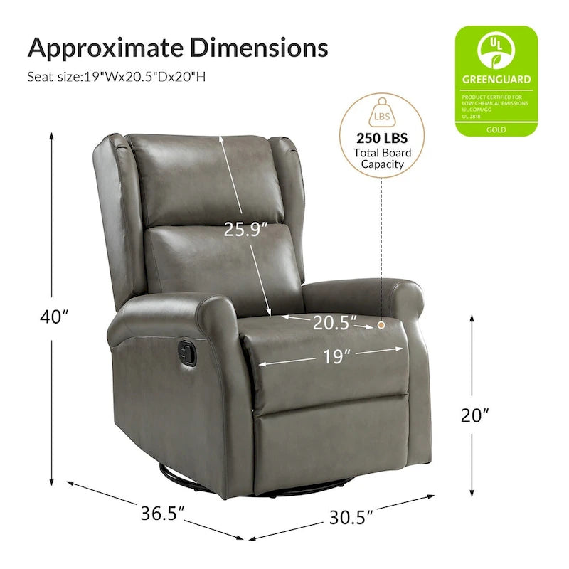 Contemporary Faux Leather Swivel Nursery Chair with Metal Base