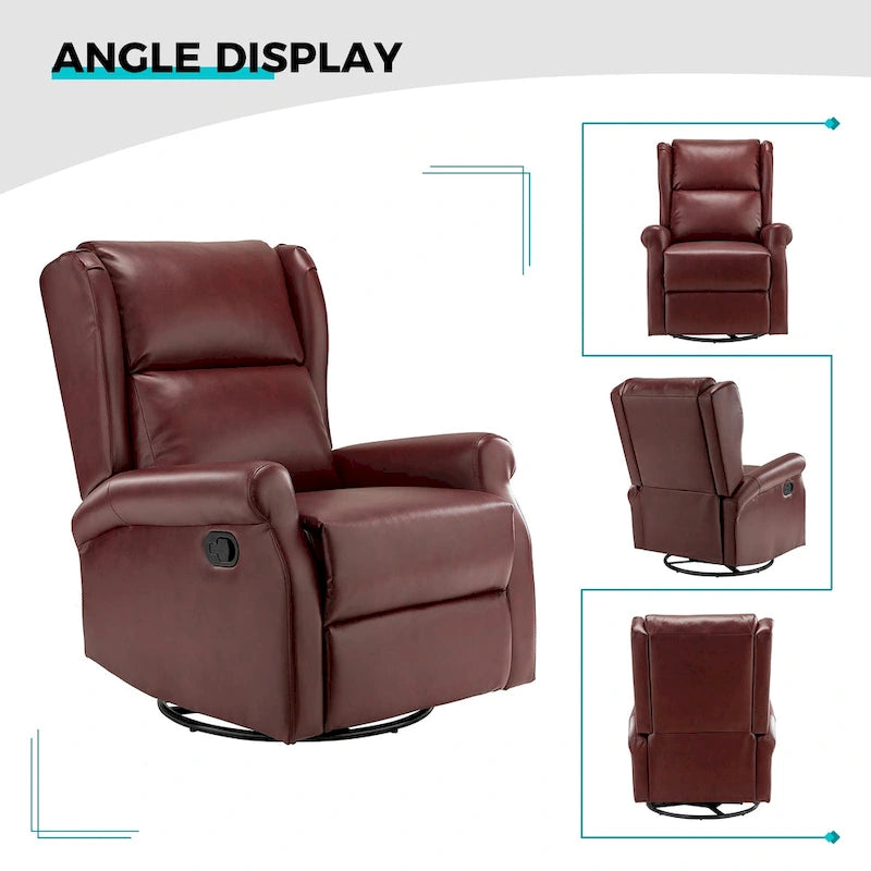 Contemporary Faux Leather Swivel Nursery Chair with Metal Base