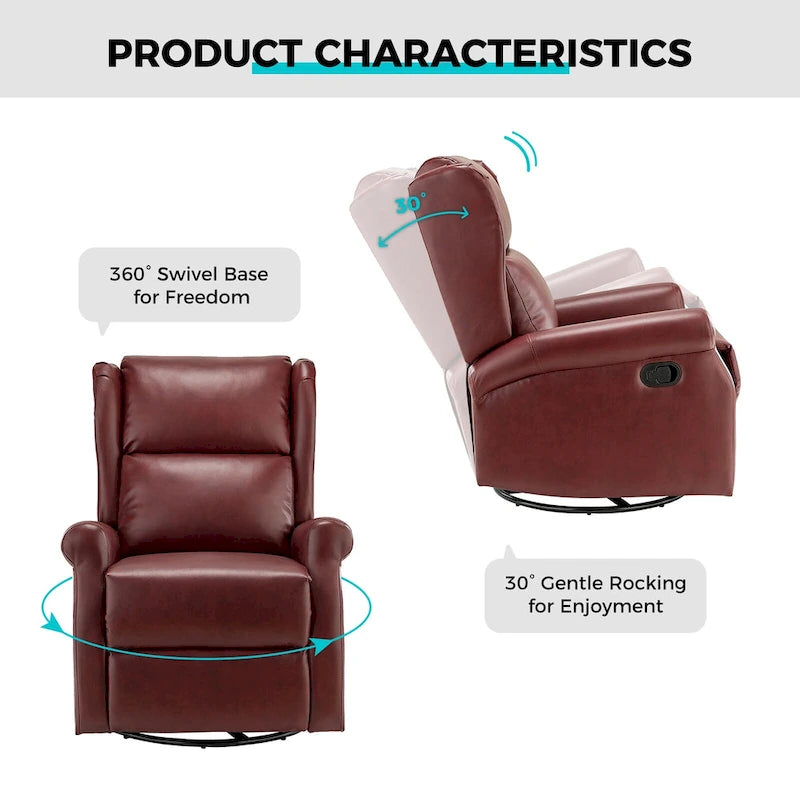 Contemporary Faux Leather Swivel Nursery Chair with Metal Base
