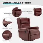 Contemporary Faux Leather Swivel Nursery Chair with Metal Base