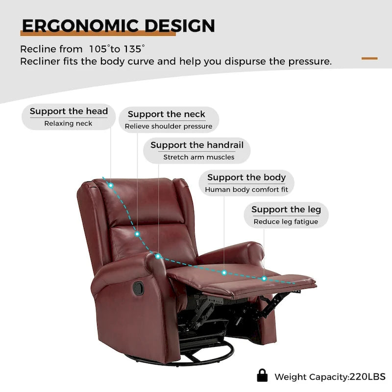 Contemporary Faux Leather Swivel Nursery Chair with Metal Base