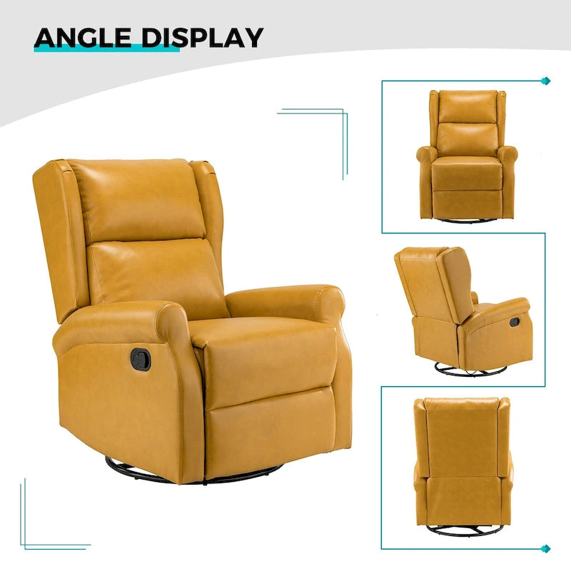 Contemporary Faux Leather Swivel Nursery Chair with Metal Base