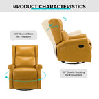 Contemporary Faux Leather Swivel Nursery Chair with Metal Base