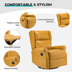 Contemporary Faux Leather Swivel Nursery Chair with Metal Base
