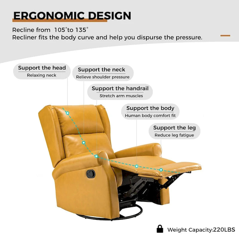 Contemporary Faux Leather Swivel Nursery Chair with Metal Base