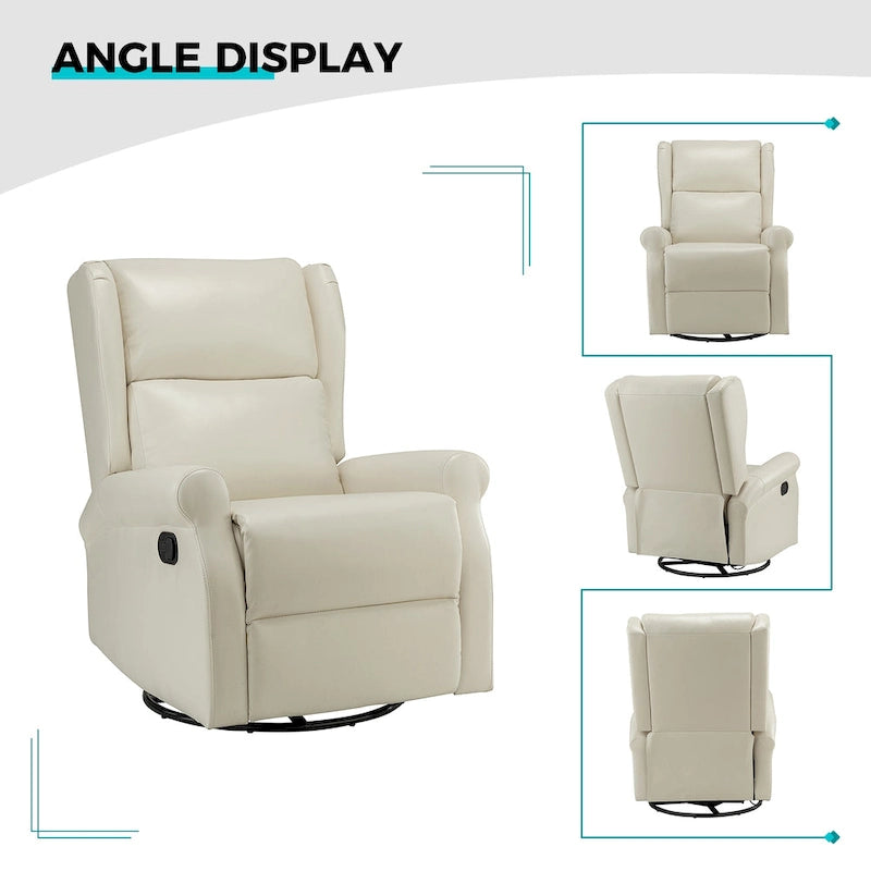 Contemporary Faux Leather Swivel Nursery Chair with Metal Base