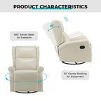 Contemporary Faux Leather Swivel Nursery Chair with Metal Base