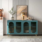 Wood TV Stand with Storage Cabinet and Adjustable Shelves