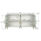 Wood TV Stand with Storage Cabinet and Adjustable Shelves