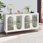 Wood TV Stand with Storage Cabinet and Adjustable Shelves