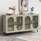 Wood TV Stand with Storage Cabinet and Adjustable Shelves