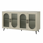Wood TV Stand with Storage Cabinet and Adjustable Shelves