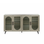 Wood TV Stand with Storage Cabinet and Adjustable Shelves