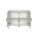 Wood TV Stand with Storage Cabinet and Adjustable Shelves