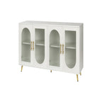 Wood TV Stand with Storage Cabinet and Adjustable Shelves