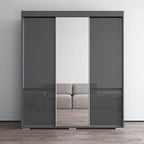 3-door Modern 71-inch Wardrobe with Mirror
