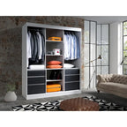 3-door Modern 71-inch Wardrobe with Mirror