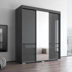 3-door Modern 71-inch Wardrobe with Mirror