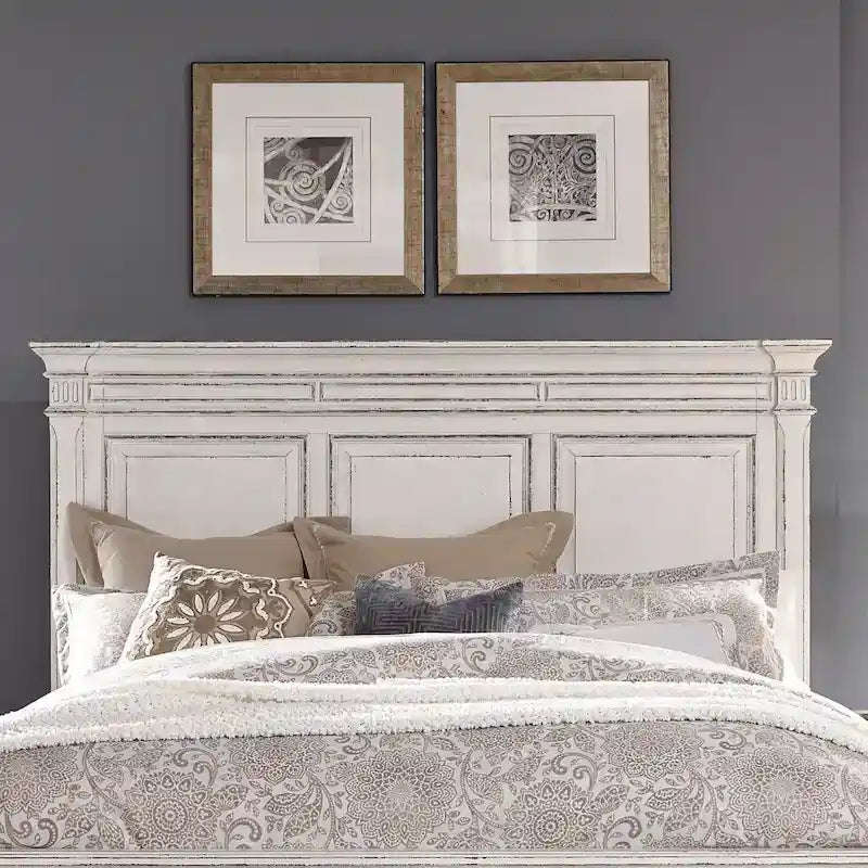Abbey Park Weathered Brown & Antique White Queen Panel Headboard