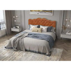 Platform Bed with Buckle-Shaped Backrest and Four Storage Drawers