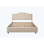 Platform Bed with Buckle-Shaped Backrest and Four Storage Drawers