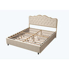 Platform Bed with Buckle-Shaped Backrest and Four Storage Drawers