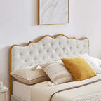 Platform Bed with Buckle-Shaped Backrest and Four Storage Drawers