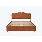 Platform Bed with Buckle-Shaped Backrest and Four Storage Drawers