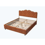 Platform Bed with Buckle-Shaped Backrest and Four Storage Drawers