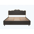 Platform Bed with Buckle-Shaped Backrest and Four Storage Drawers
