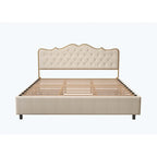 Platform Bed with Buckle-Shaped Backrest and Four Storage Drawers