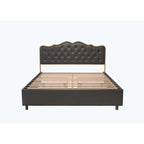 Platform Bed with Buckle-Shaped Backrest and Four Storage Drawers