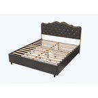 Platform Bed with Buckle-Shaped Backrest and Four Storage Drawers