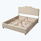 Platform Bed with Buckle-Shaped Backrest and Four Storage Drawers