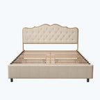 Platform Bed with Buckle-Shaped Backrest and Four Storage Drawers