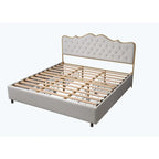 Platform Bed with Buckle-Shaped Backrest and Four Storage Drawers